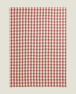 Kitchen Towels, Aprons And Bags*ZARA Home Colored Check Kitchen Towels (Pack Of 2) Burgundy