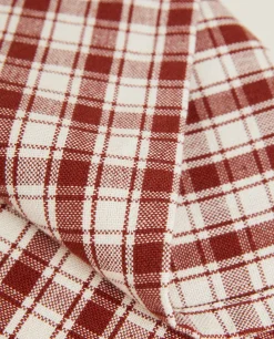 Kitchen Towels, Aprons And Bags*ZARA Home Colored Check Kitchen Towels (Pack Of 2) Burgundy