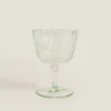 Glasses And Flutes*ZARA Home Colored Glass With Lines Green