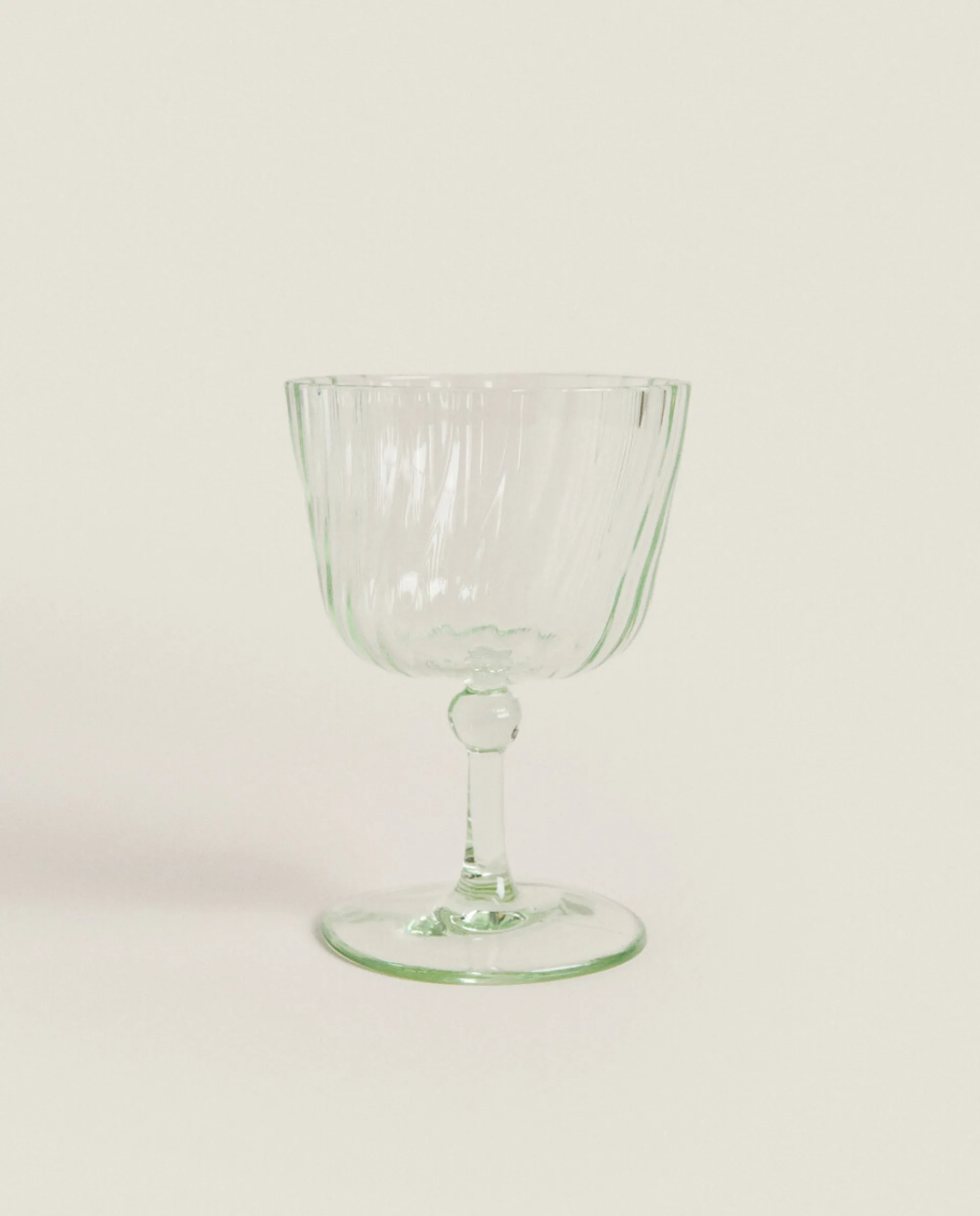 Glasses And Flutes*ZARA Home Colored Glass With Lines Green