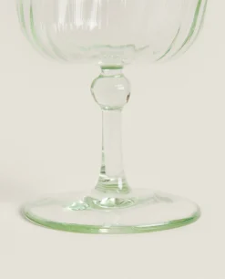 Glasses And Flutes*ZARA Home Colored Glass With Lines Green