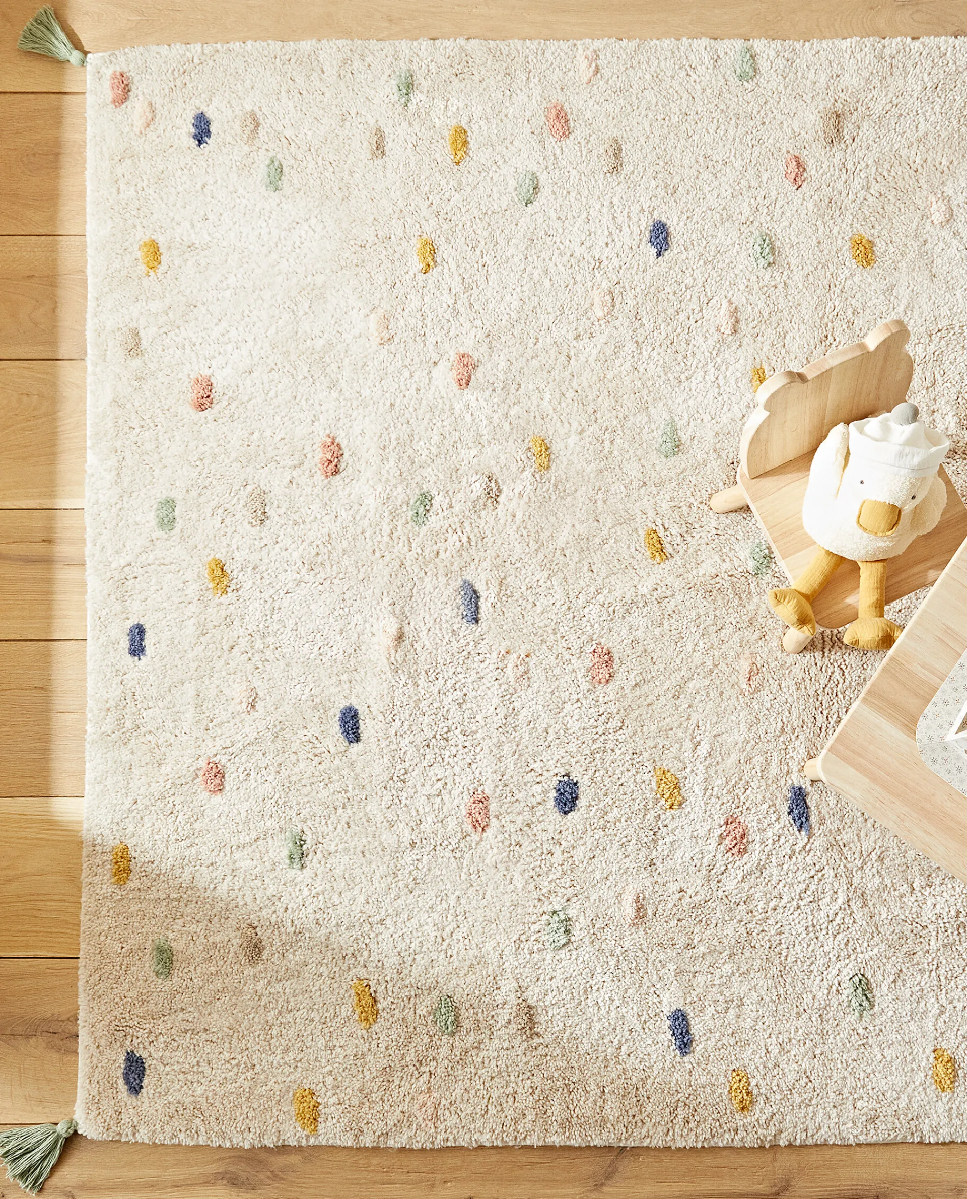 Rugs*ZARA Home Colored Polka Dot Rug Oyster White