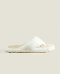 Woman*ZARA Home Contrast Faux Fur Open Slippers 1-202