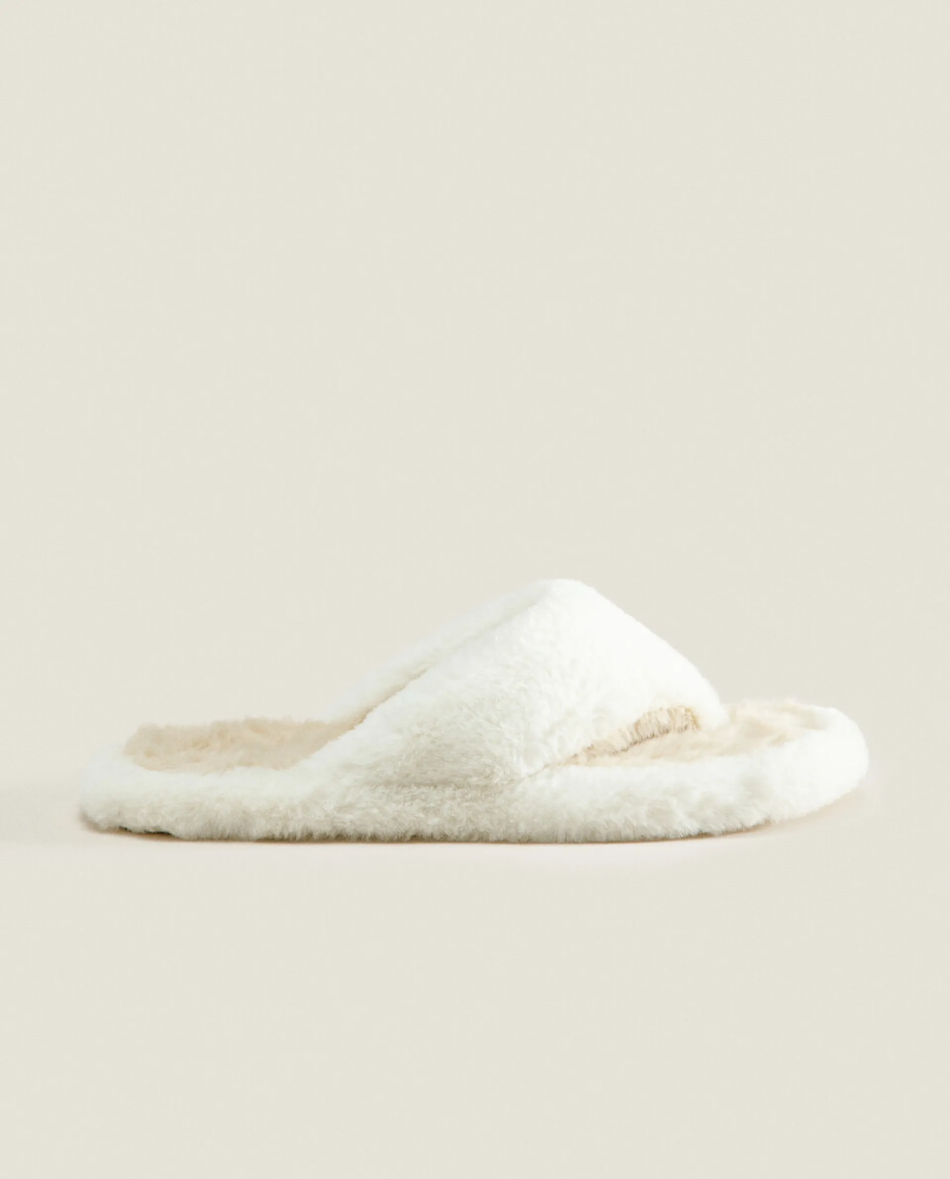 Woman*ZARA Home Contrast Faux Fur Open Slippers 1-202