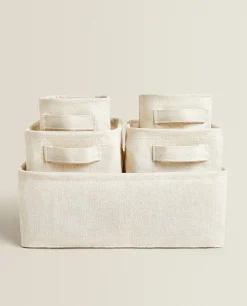 Storage*ZARA Home Cotton And Linen Organizer Box Natural Colour