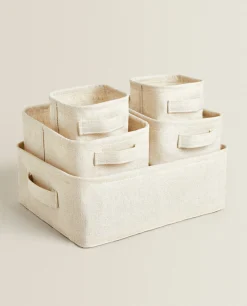 Storage*ZARA Home Cotton And Linen Organizer Box Natural Colour