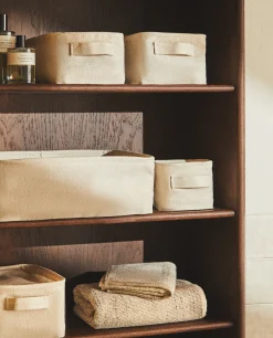 Storage*ZARA Home Cotton And Linen Organizer Box Natural Colour