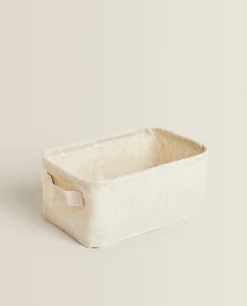 Storage*ZARA Home Cotton And Linen Organizer Box Natural Colour