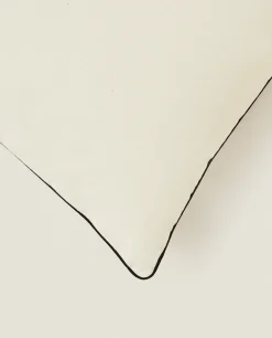 Solid*ZARA Home Cotton Back Cushion With Piping Oyster White