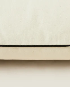Solid*ZARA Home Cotton Back Cushion With Piping Oyster White