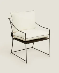 Solid*ZARA Home Cotton Back Cushion With Piping Oyster White