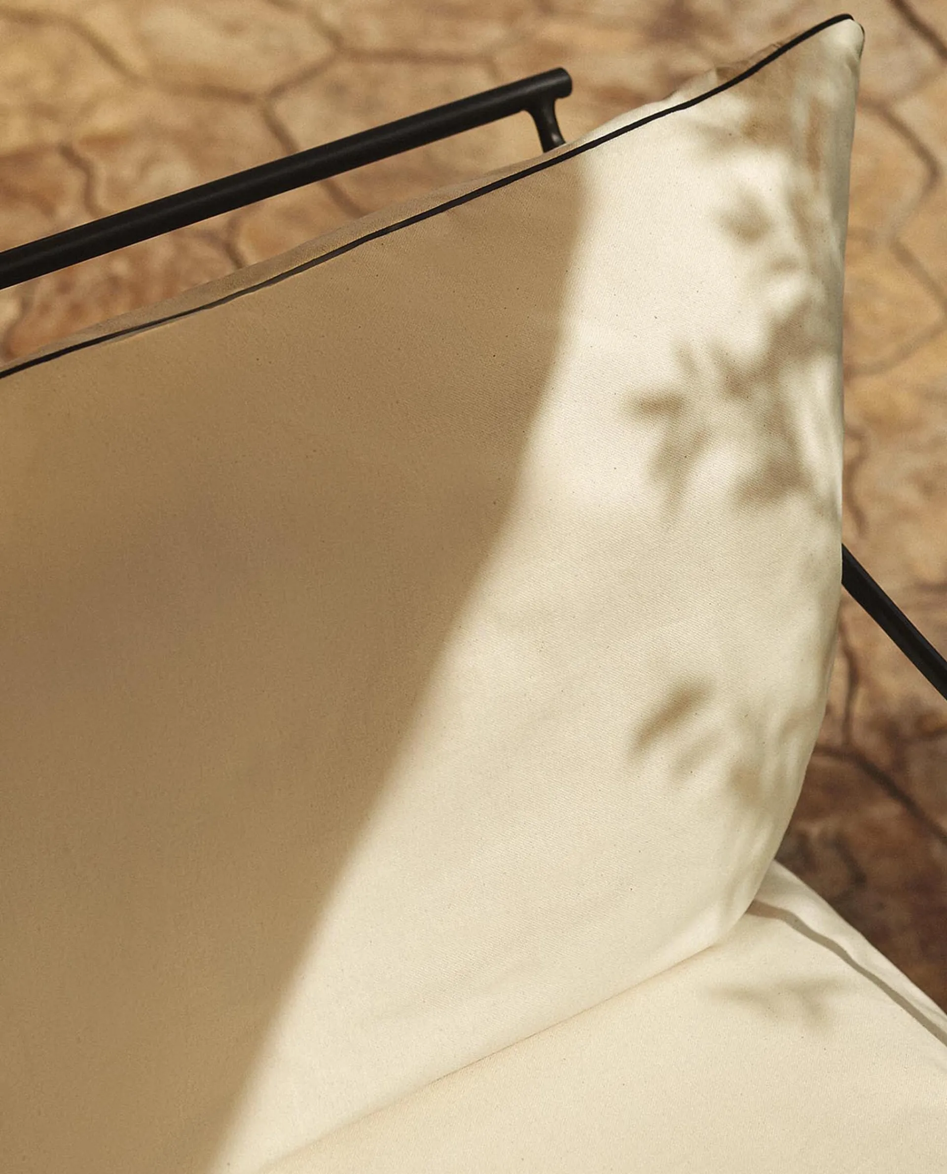 Solid*ZARA Home Cotton Back Cushion With Piping Oyster White