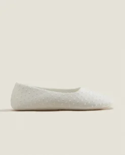 Woman*ZARA Home Cotton Ballerina Slippers White