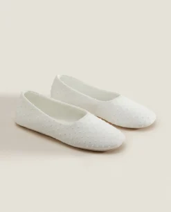 Woman*ZARA Home Cotton Ballerina Slippers White