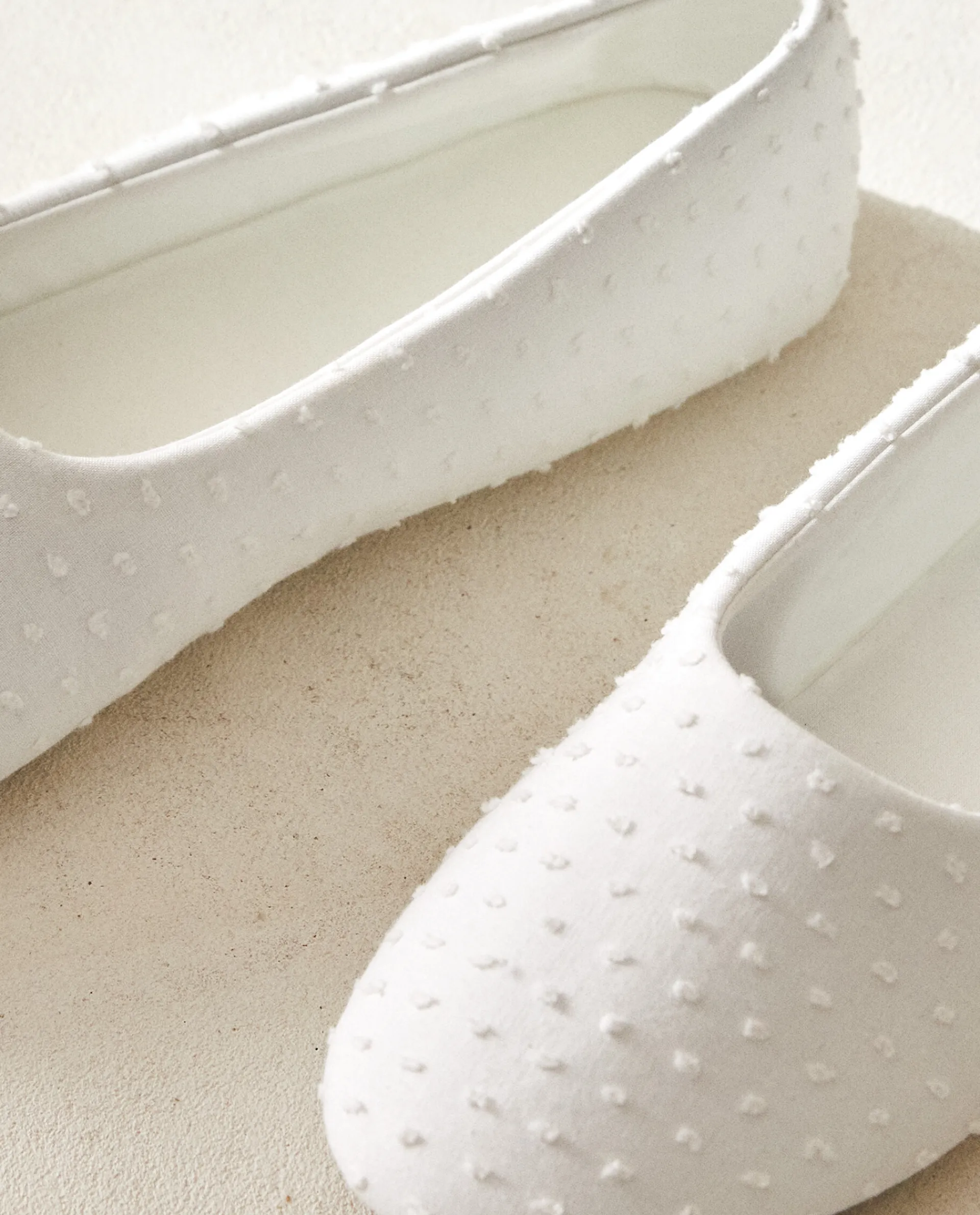 Woman*ZARA Home Cotton Ballerina Slippers White