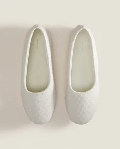 Woman*ZARA Home Cotton Ballerina Slippers White