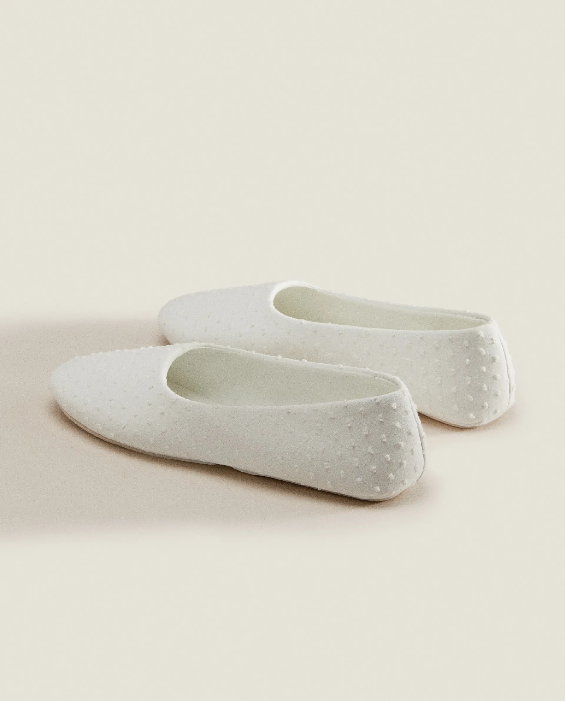 Woman*ZARA Home Cotton Ballerina Slippers White