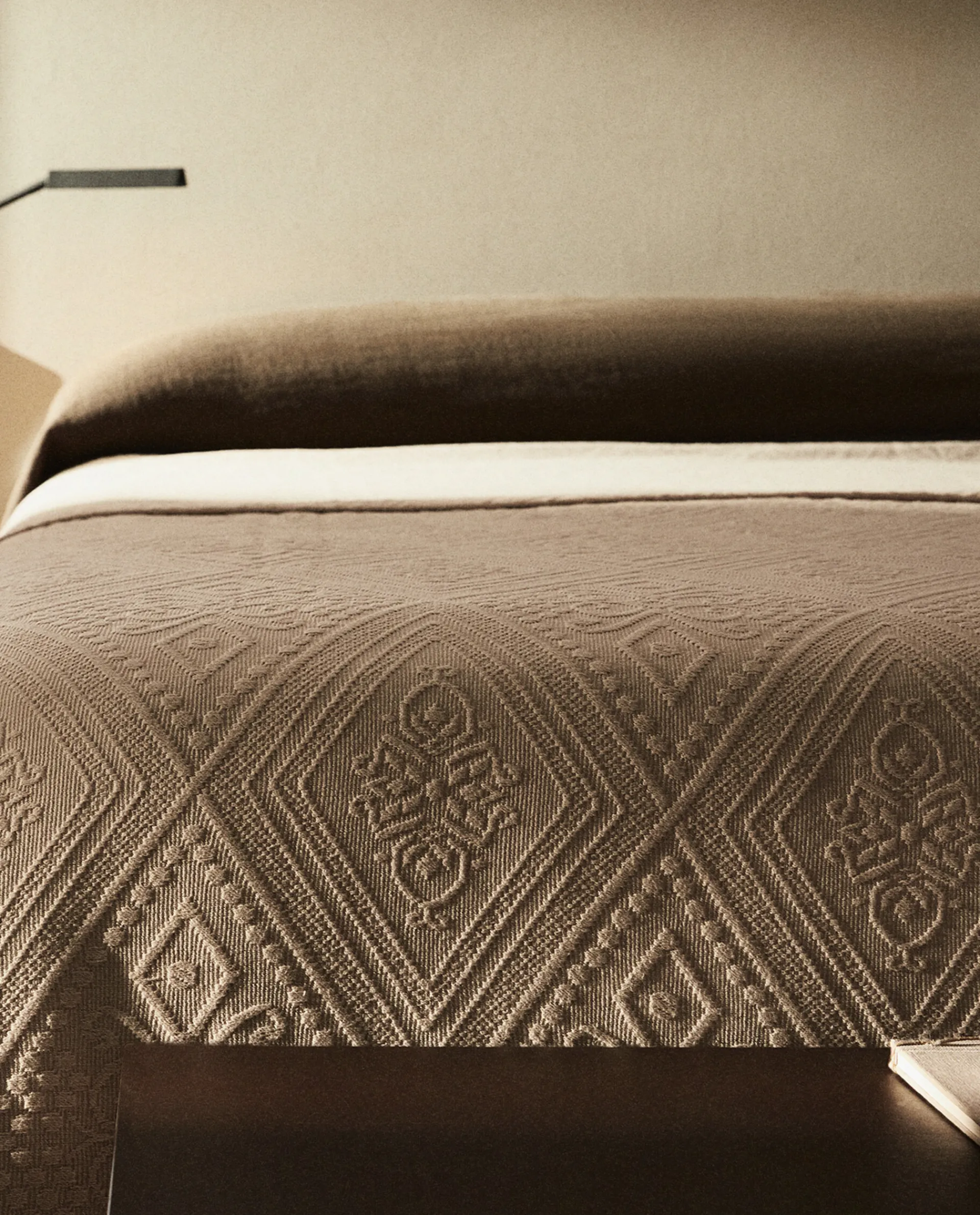 Bedspreads*ZARA Home Cotton Bedspread With Geometric Design Beige
