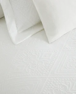 Bedspreads*ZARA Home Cotton Bedspread With Geometric Design White