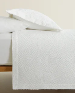 Bedspreads*ZARA Home Cotton Bedspread With Geometric Design White