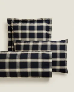 Pillowcases*ZARA Home Cotton Check Pillowcase Black