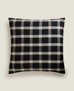 Pillowcases*ZARA Home Cotton Check Pillowcase Black