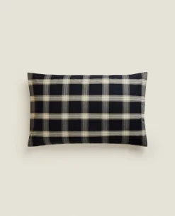 Pillowcases*ZARA Home Cotton Check Pillowcase Black