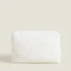 Toiletry Bags*ZARA Home Cotton Chiffon Clover Cosmetic Bag Oyster White