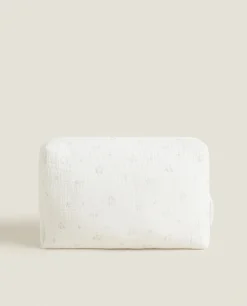 Toiletry Bags*ZARA Home Cotton Chiffon Clover Cosmetic Bag Oyster White