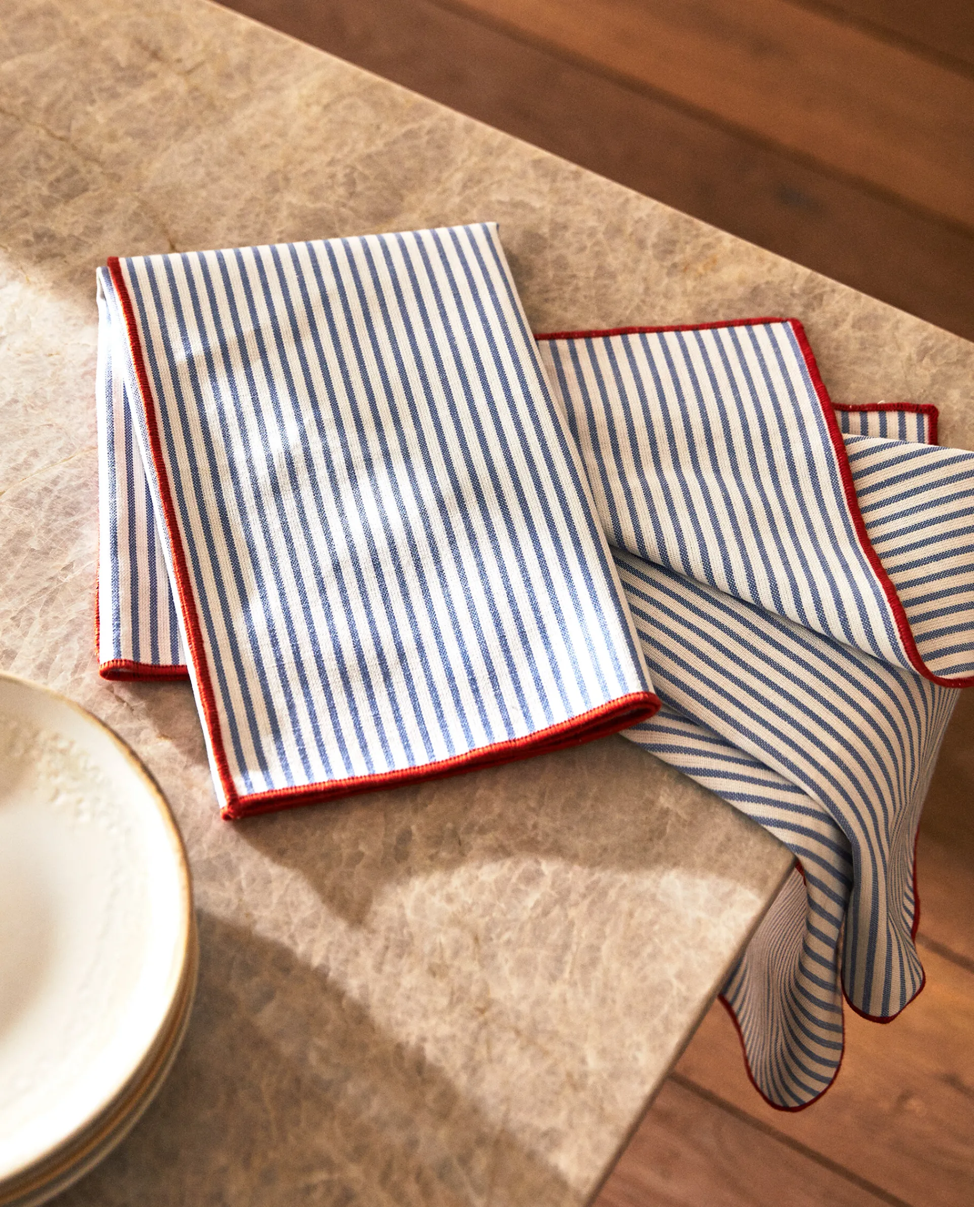 Kitchen Towels, Aprons And Bags*ZARA Home Cotton Kitchen Towel With Stripes (Pack Of 2) Blue