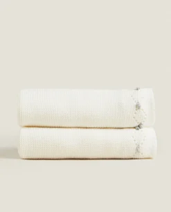 Crib Bedding*ZARA Home Cotton Knit Blanket Oyster White