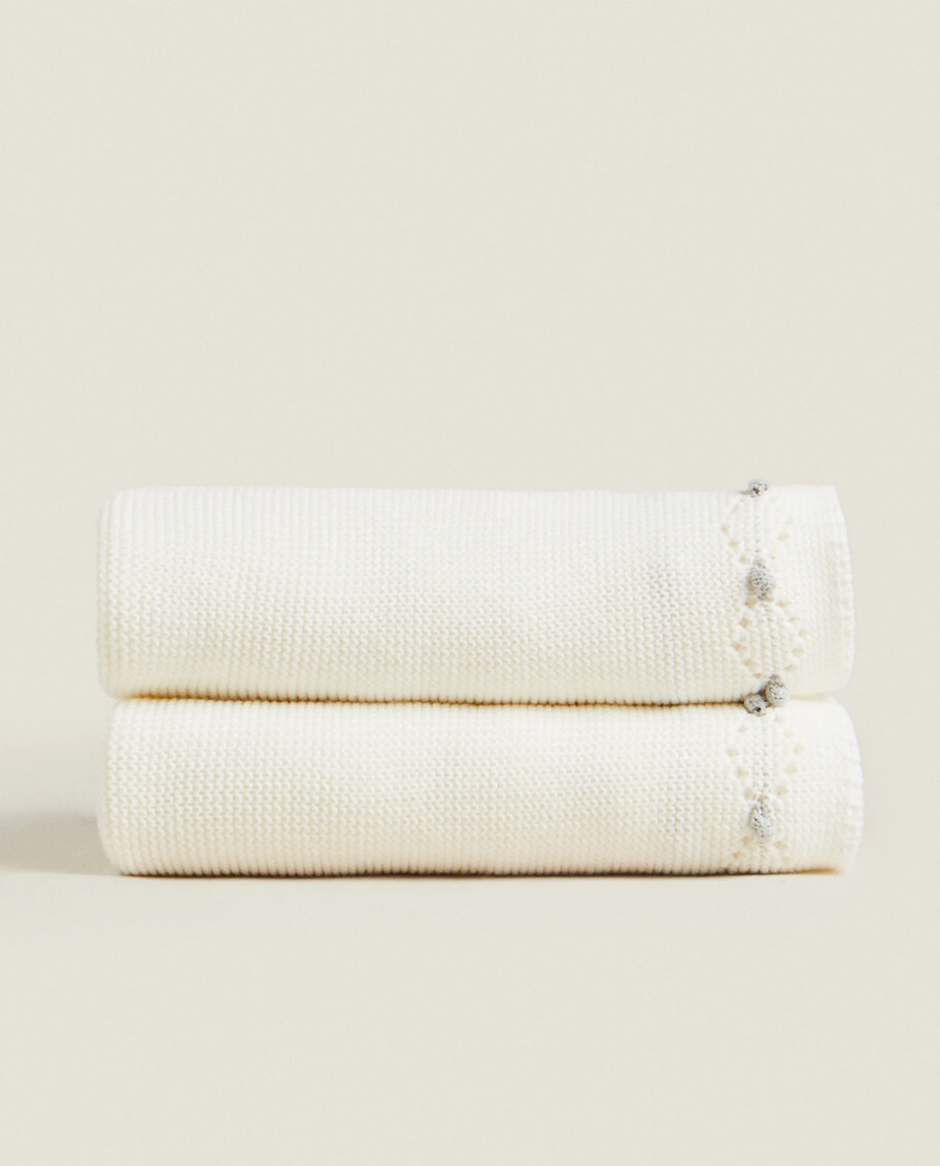 Crib Bedding*ZARA Home Cotton Knit Blanket Oyster White