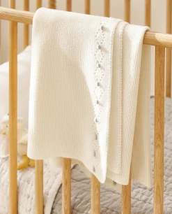 Crib Bedding*ZARA Home Cotton Knit Blanket Oyster White