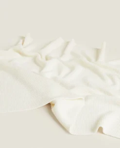 Crib Bedding*ZARA Home Cotton Knit Blanket Oyster White