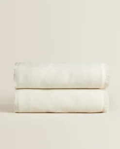 Blankets*ZARA Home Cotton Multi-Purpose Blanket Oyster White