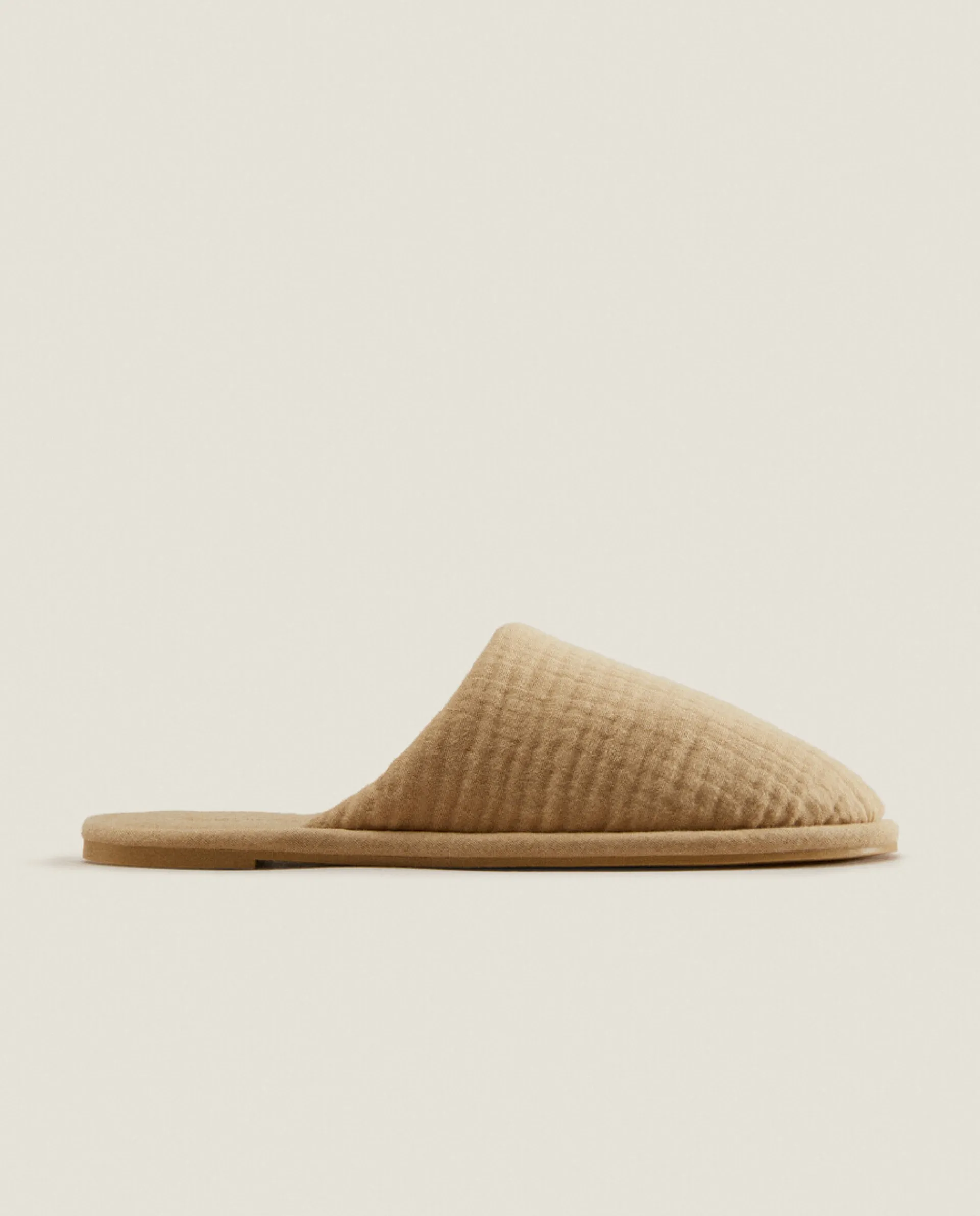 Woman*ZARA Home Cotton Muslin Slippers Ecru