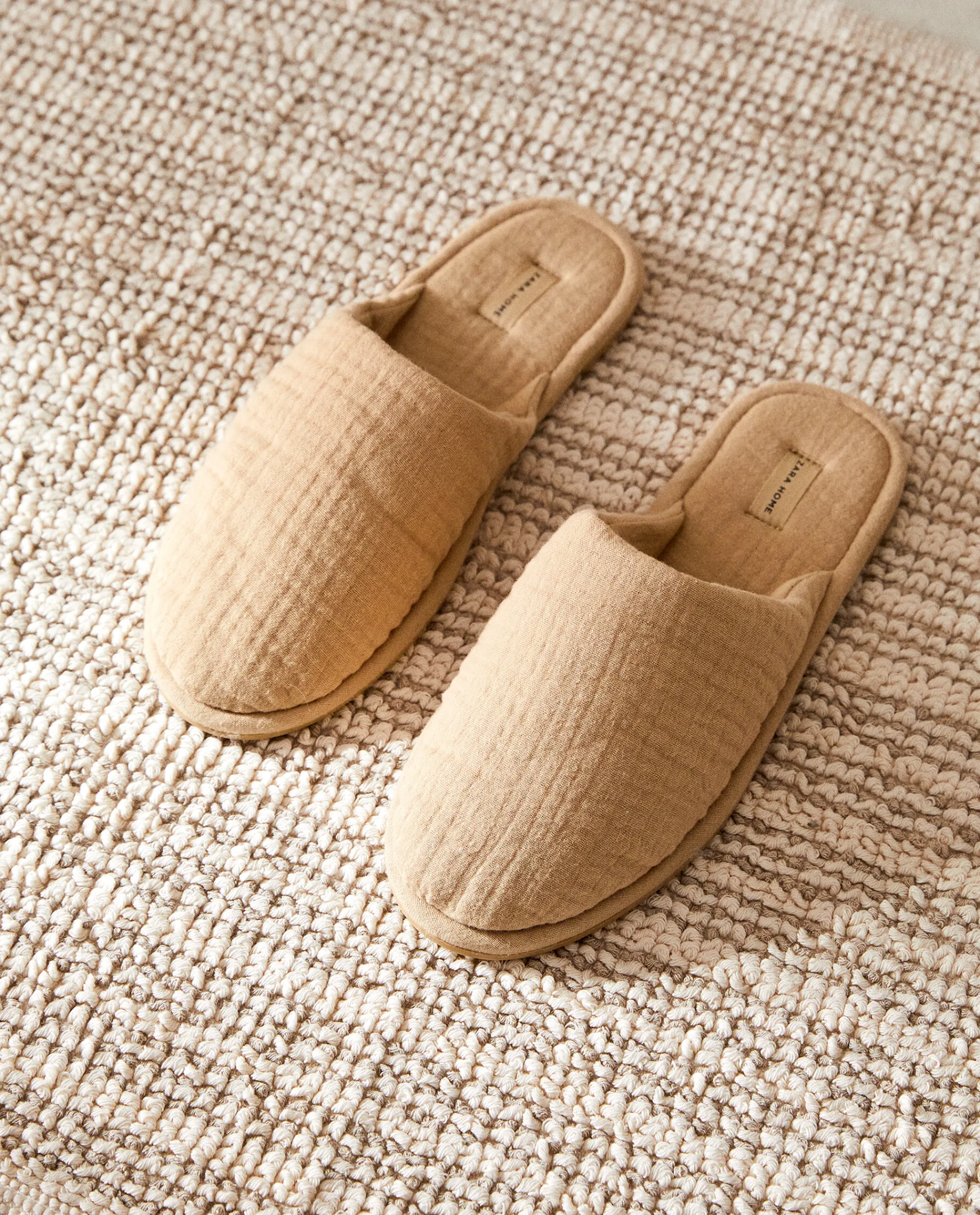 Woman*ZARA Home Cotton Muslin Slippers Ecru