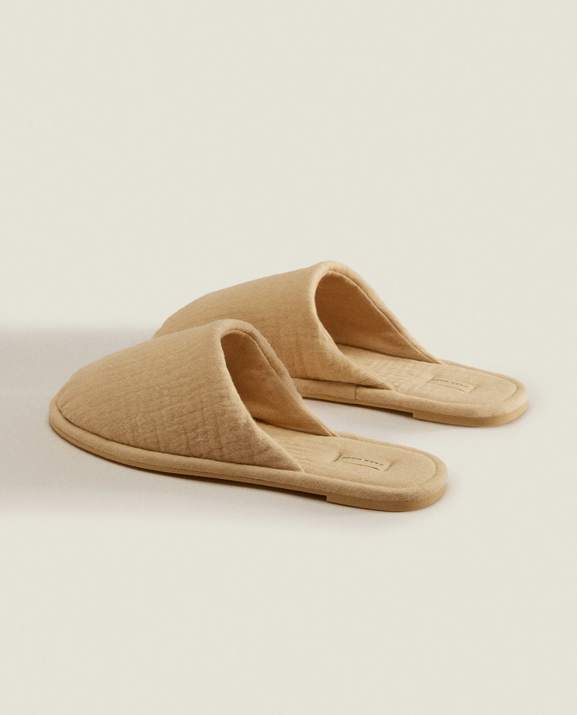 Woman*ZARA Home Cotton Muslin Slippers Ecru