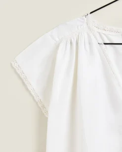 Nightdresses*ZARA Home Cotton Poplin Nightgown Cream