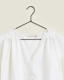 Nightdresses*ZARA Home Cotton Poplin Nightgown Cream