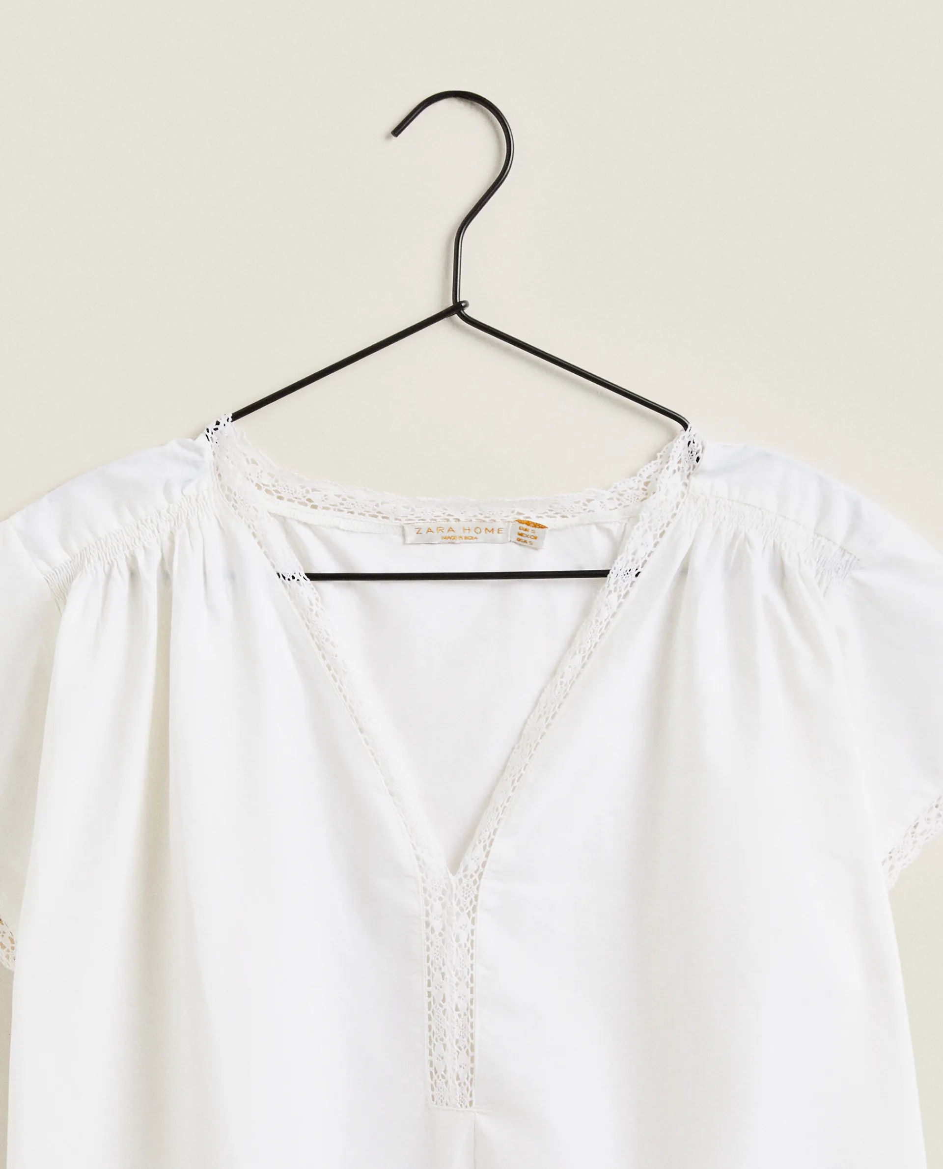 Nightdresses*ZARA Home Cotton Poplin Nightgown Cream
