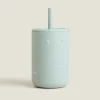 Mealtime*ZARA Home Dots Silicone Tumbler With Straw Green