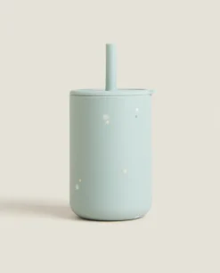 Mealtime*ZARA Home Dots Silicone Tumbler With Straw Green