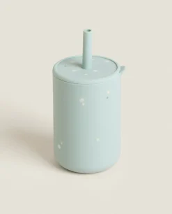 Mealtime*ZARA Home Dots Silicone Tumbler With Straw Green