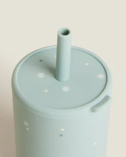 Mealtime*ZARA Home Dots Silicone Tumbler With Straw Green