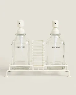 Cleaning*ZARA Home Double Dispenser With Stand Cream