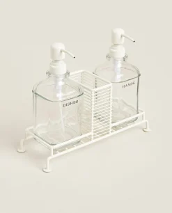 Cleaning*ZARA Home Double Dispenser With Stand Cream