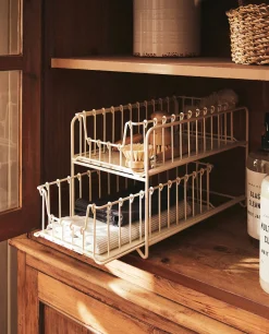 Cleaning*ZARA Home Double Storage Basket Cream