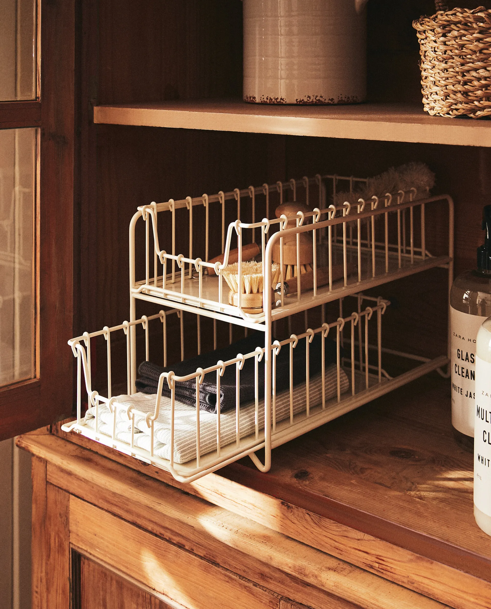 Cleaning*ZARA Home Double Storage Basket Cream