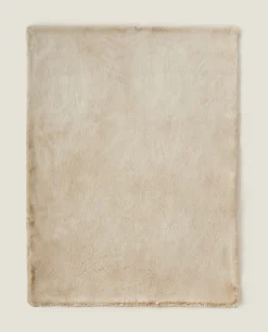 Blankets*ZARA Home Double-Textured Faux Fur Blanket Beige